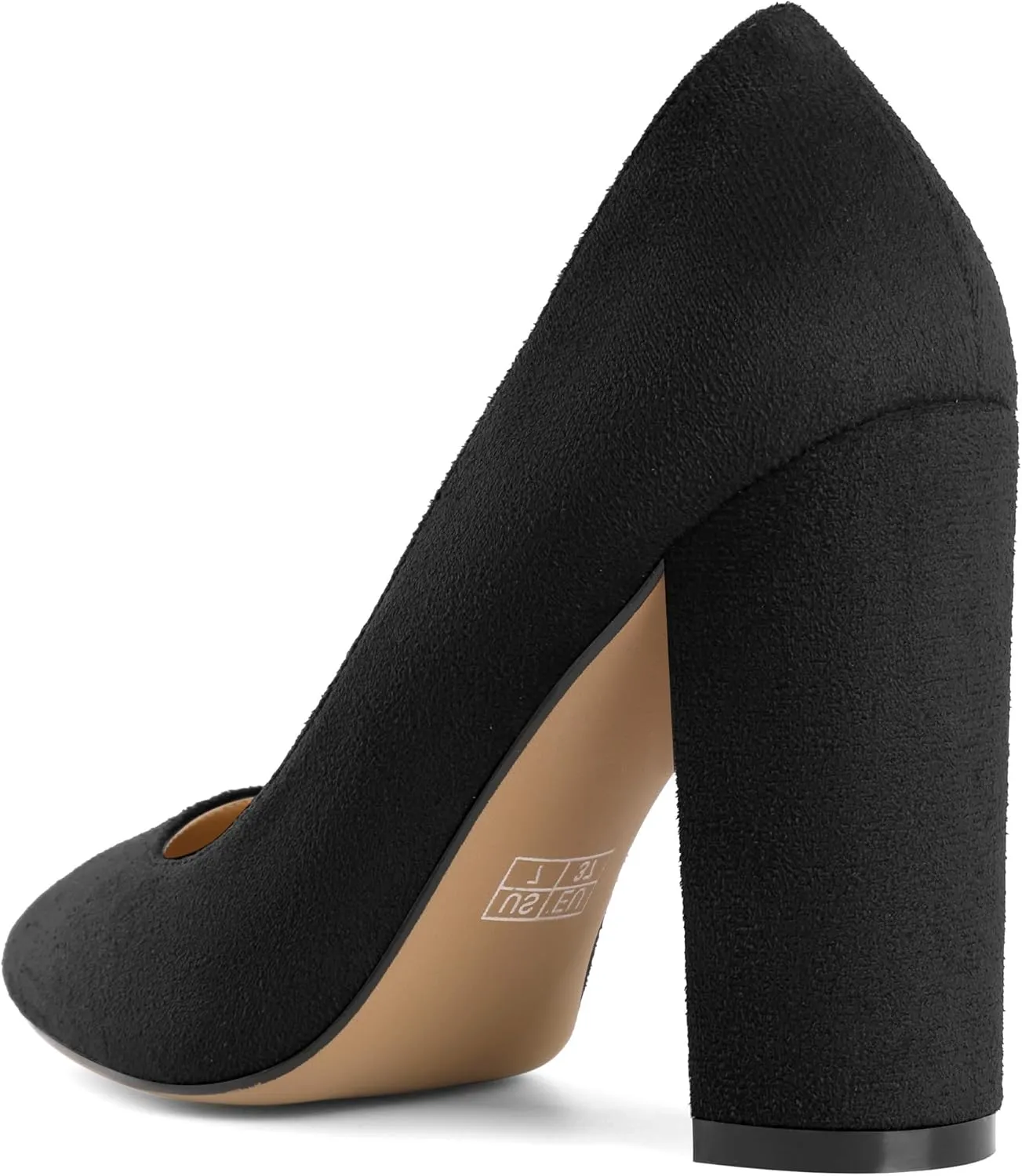 SAMMITOP Women's Round Toe Block Heel Pumps Slip On Chunky High Heels Classic Dress Shoes for Wedding Party Events 4''