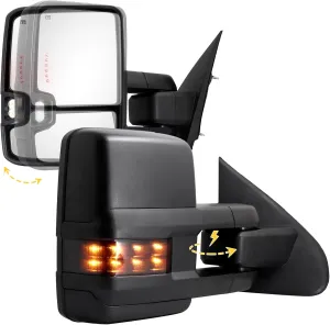 Sanooer Power Folding Towing Mirrors Compatible with 2014-2018 Chevy Silverado GMC Sierra 1500 2500HD 3500HD with Turn Signal Running Light Heated Mirror Pair Set