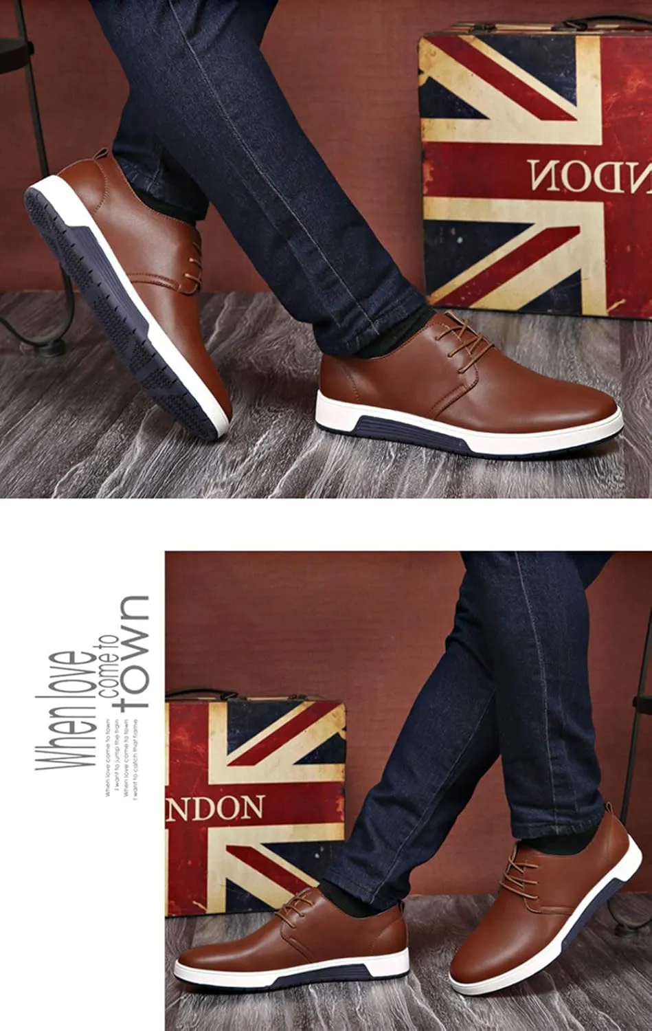 Santimon Men's Casual Oxford Shoes Breathable Leather Flat Fashion Sneakers Sandals