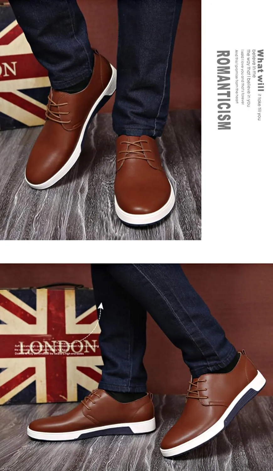 Santimon Men's Casual Oxford Shoes Breathable Leather Flat Fashion Sneakers Sandals