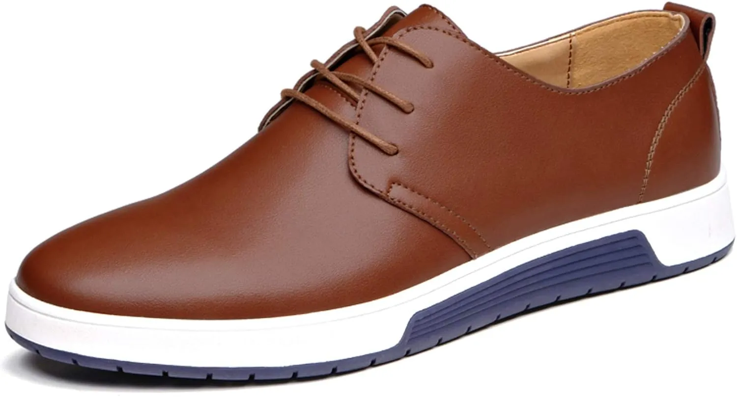 Santimon Men's Casual Oxford Shoes Breathable Leather Flat Fashion Sneakers Sandals