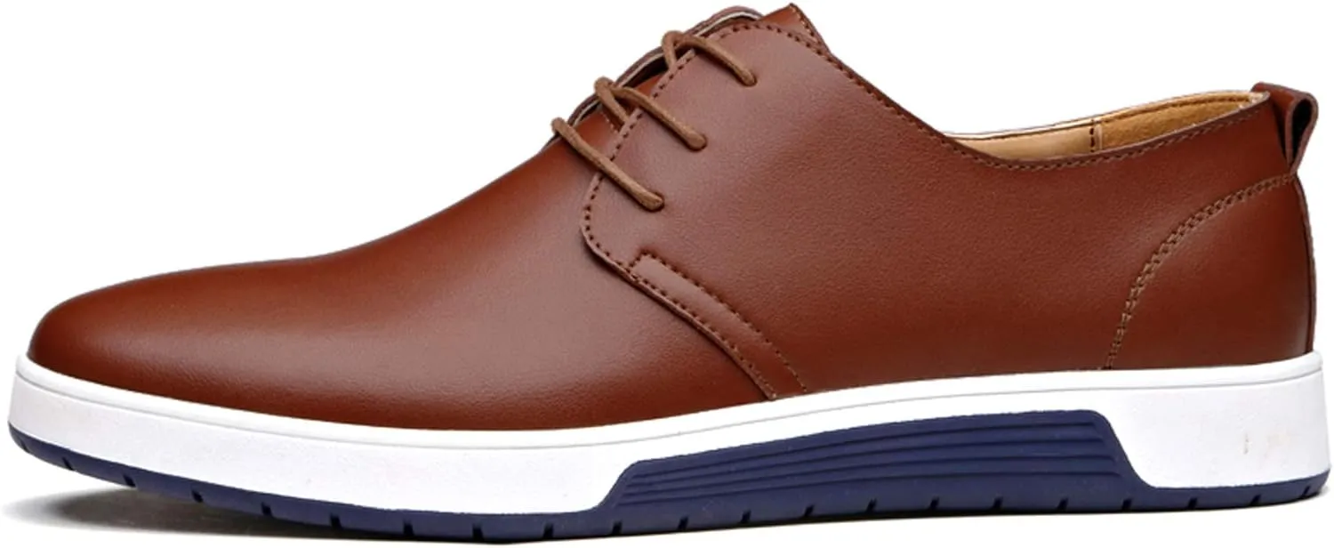 Santimon Men's Casual Oxford Shoes Breathable Leather Flat Fashion Sneakers Sandals
