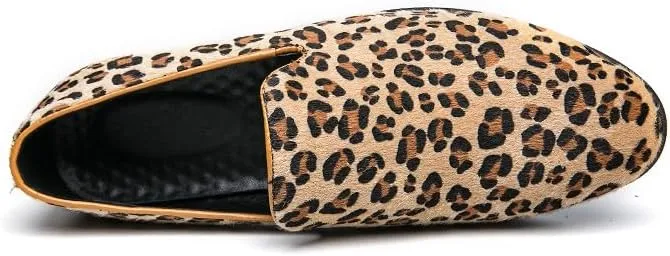 Santimon Mens Leopard Print Loafers Dress Shoes Slip On Driving Shoes Tuxedo Suit Shoes Lightweight Moccasins Stylish Shoes