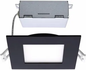 Satco CCT Selectable LED Slim-Fit Flat Lens Downlight with Remote Driver, 4 Inch Square, Black