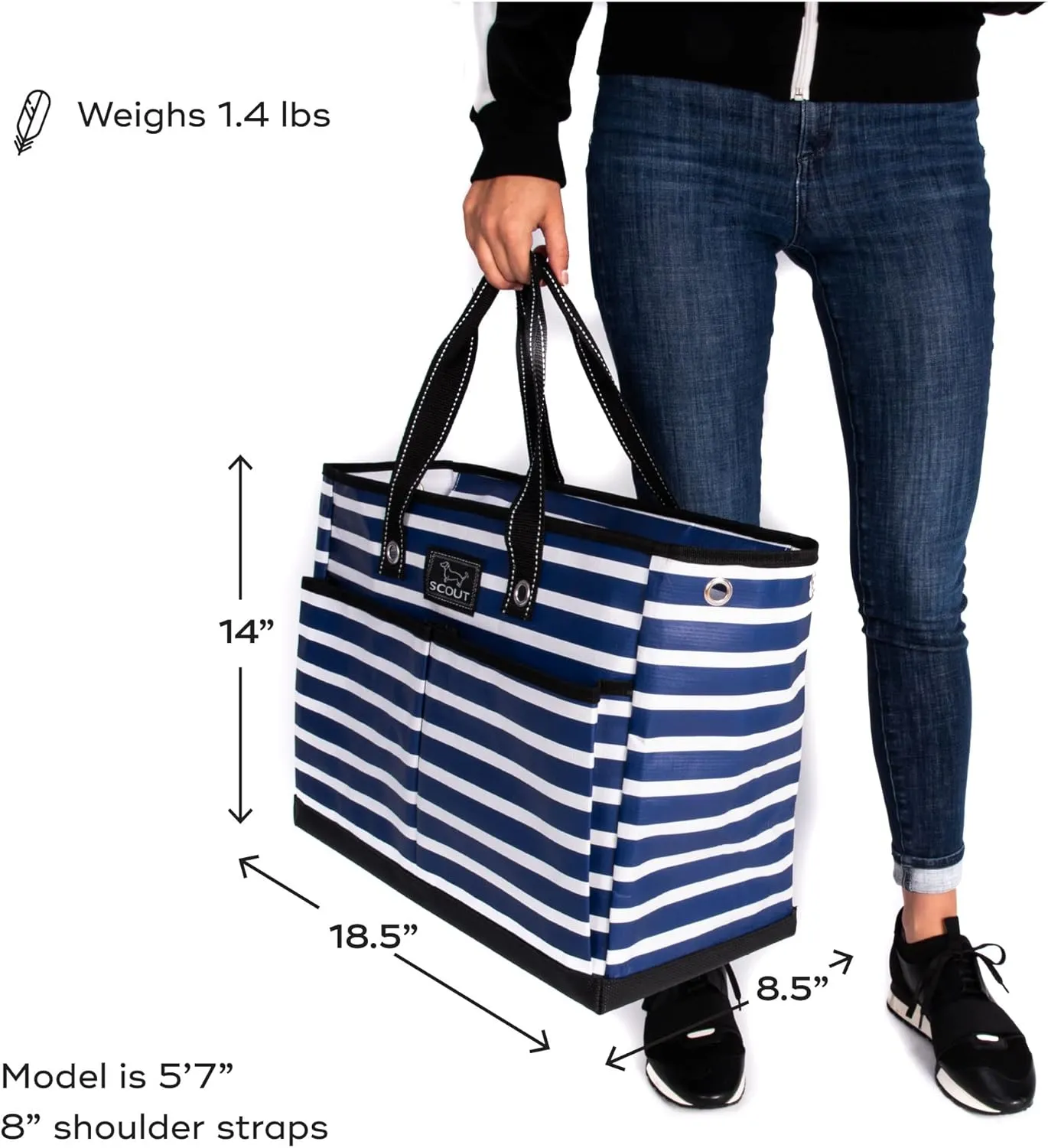 SCOUT BJ Bag - Large, Utility Tote Bag for Women, Nurses, Teachers and Moms with Zipper & 4 Exterior Pockets for Organizing.