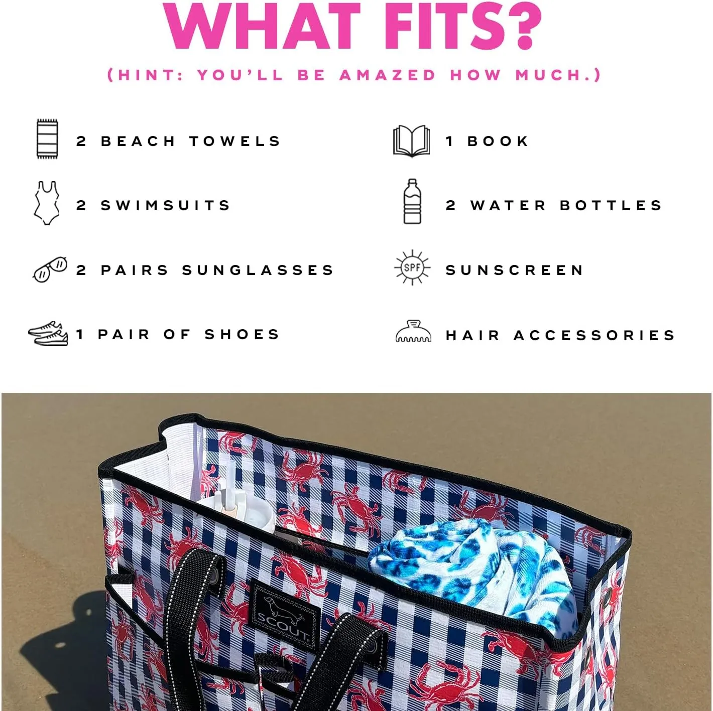 SCOUT BJ Bag - Large, Utility Tote Bag for Women, Nurses, Teachers and Moms with Zipper & 4 Exterior Pockets for Organizing.