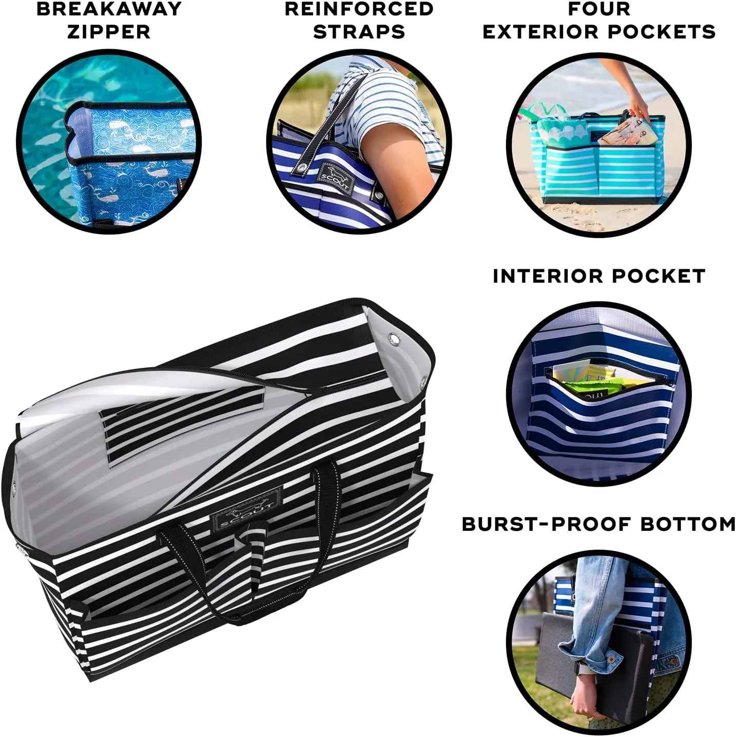 SCOUT BJ Bag - Large, Utility Tote Bag for Women, Nurses, Teachers and Moms with Zipper & 4 Exterior Pockets for Organizing.