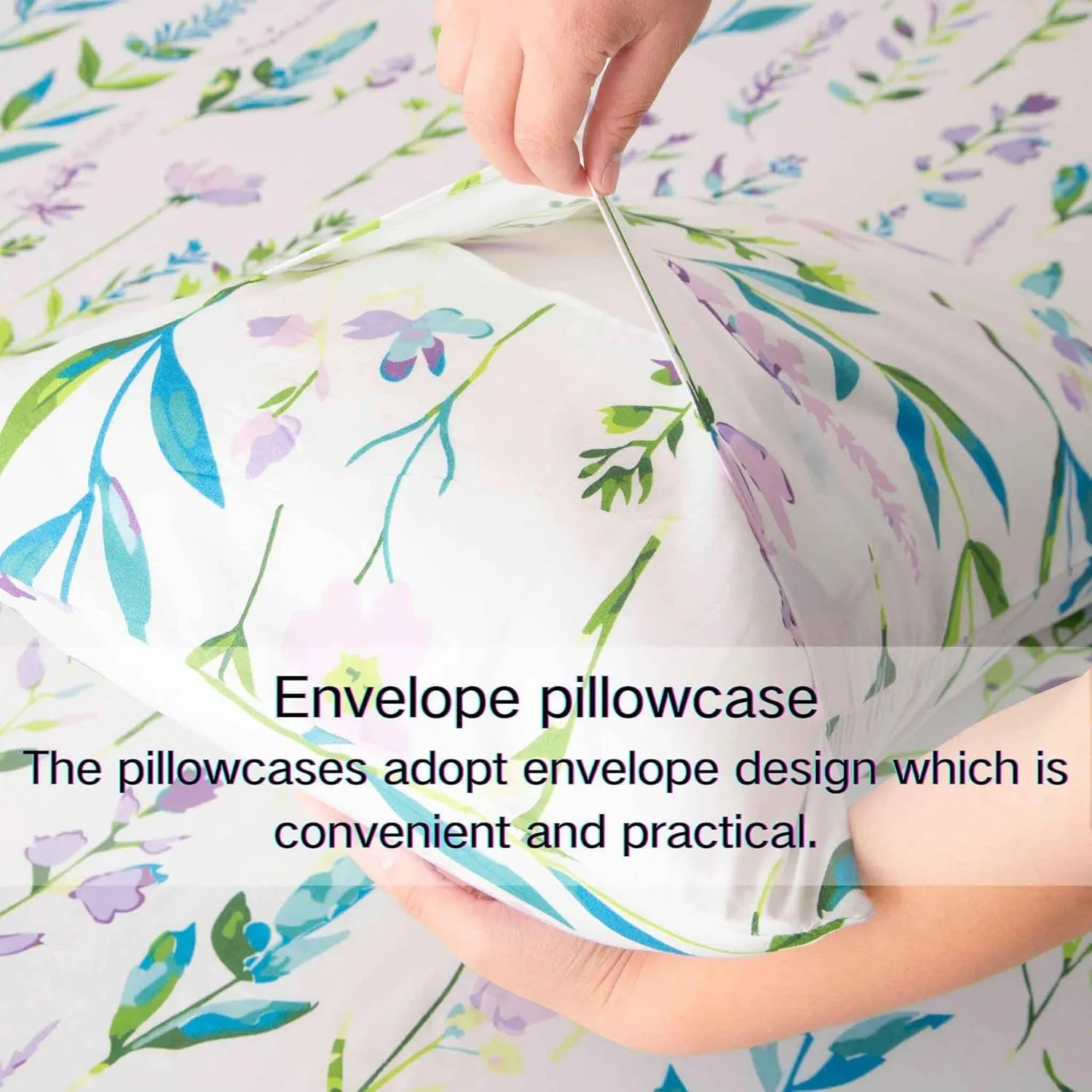 SDY 4PCS Floral Bed Sheets Set Full Size,Super Soft and Kawaii Flower Sheet Set for Boys, Girls and Kids, Bed in a Bag with 1 Fitted Sheet  1 Top Flat Sheet   2 Pillowcases
