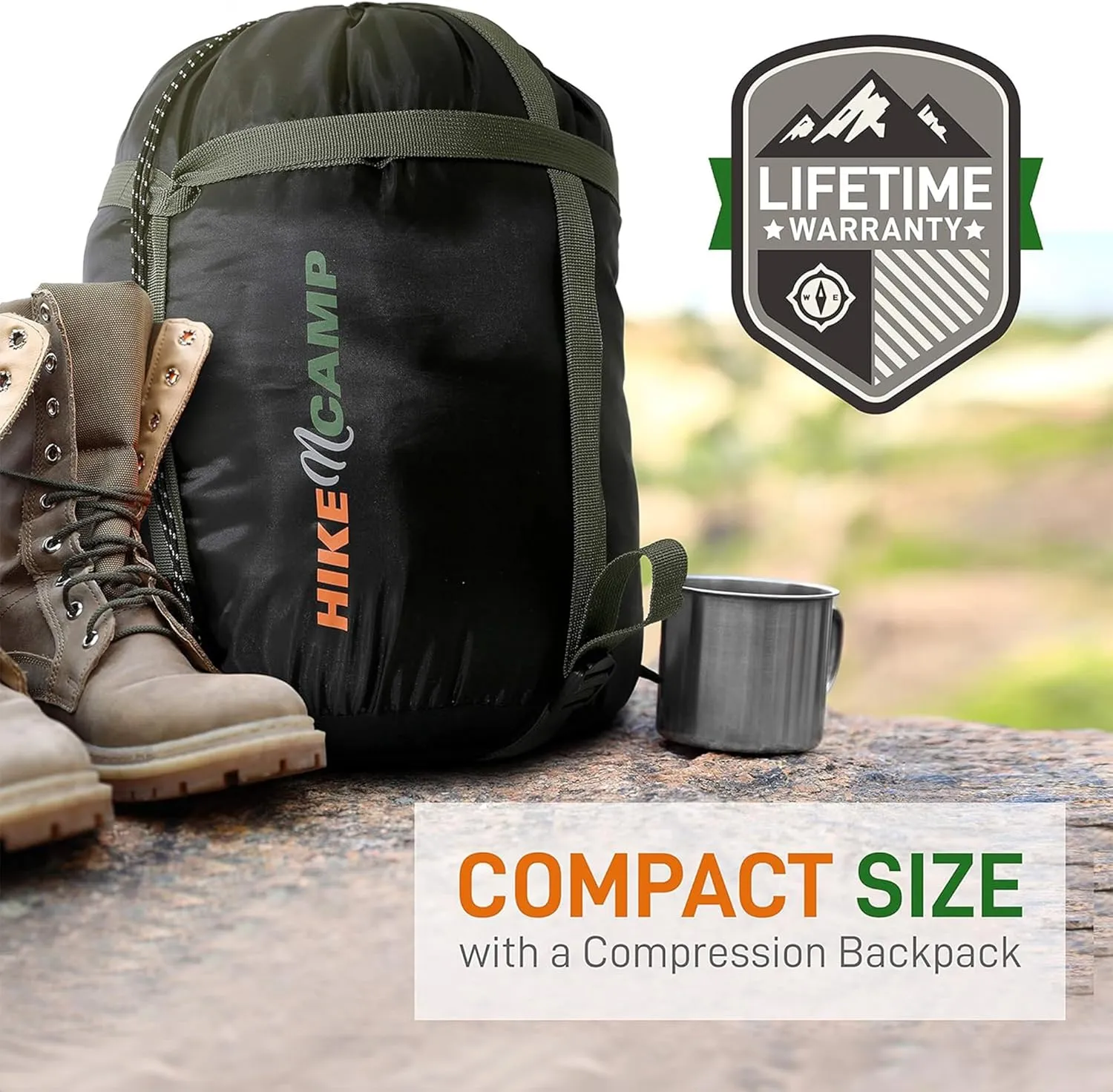 SereneLife Double Sleeping Bag with Pillows, Waterproof & Detachable for 2 Single Bags, Lightweight & Warm, Perfect for Camping, Hiking, Backpacking, and Cold Weather, Suitable for Temperatures 5-10°F