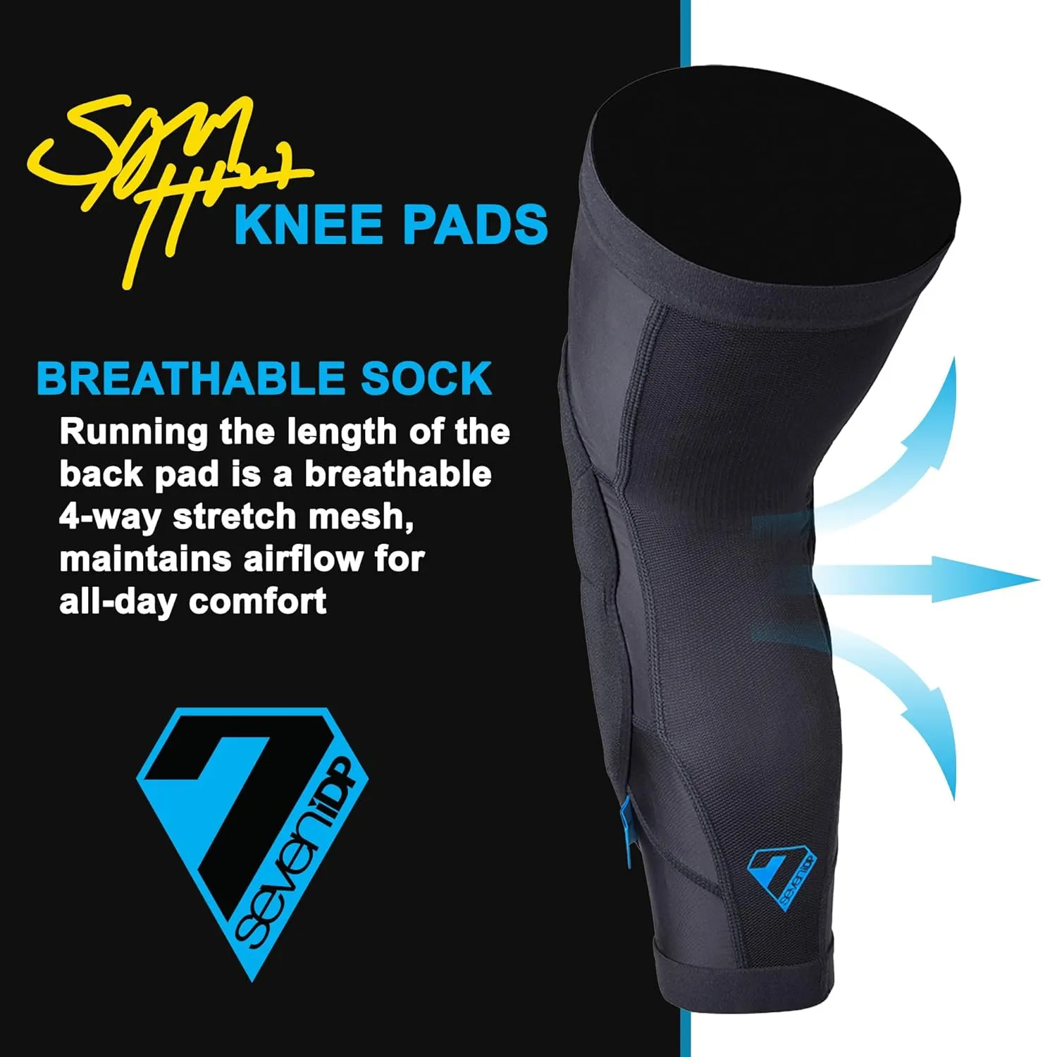 Seven iDP 7iDP Sam Hill Knee Pads - MTB Protection for Enduro, Trail & Downhill - Breathable, Flexible, Compression Fit (Medium)