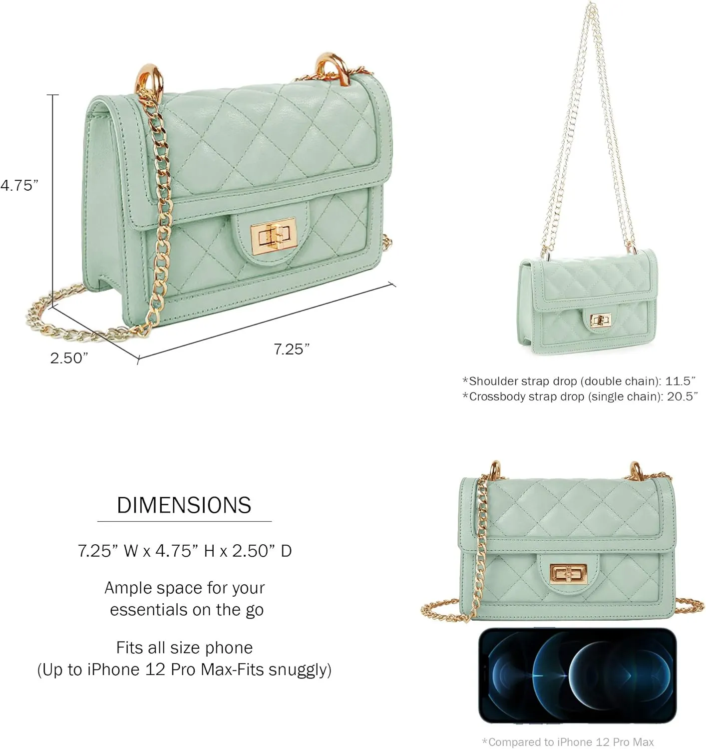 SG SUGU Small Quilted Crossbody Bag, Trendy Designer Mini Shoulder Bag, Phone Wallet Purse for Women