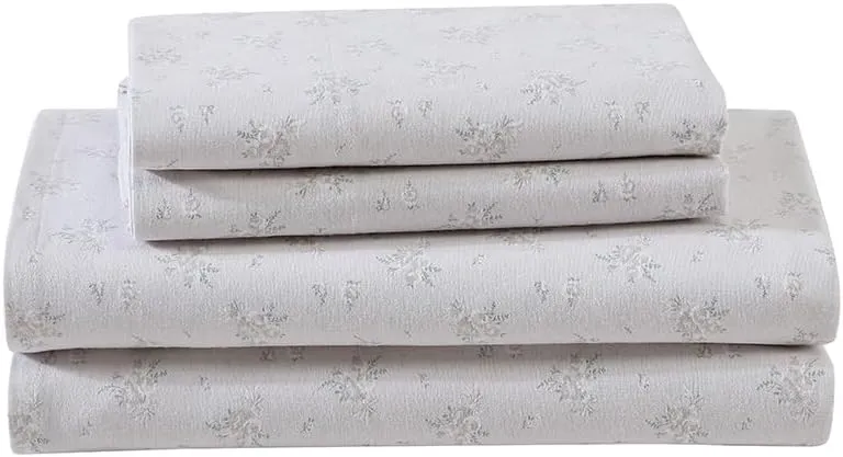 Shabby Chic® - Queen Sheets, Cotton Flannel Bedding Set, Warm & Cozy Home Decor (Pretty Petal Lilac, Queen)