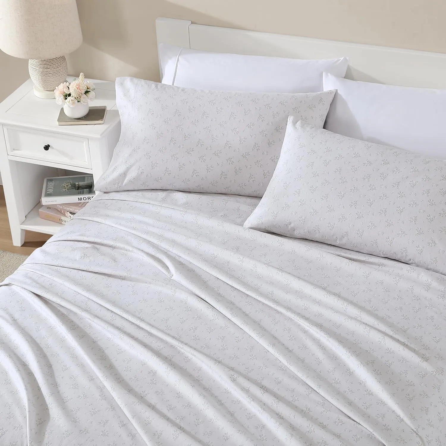 Shabby Chic® - Queen Sheets, Cotton Flannel Bedding Set, Warm & Cozy Home Decor (Pretty Petal Lilac, Queen)