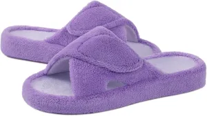shevalues Summer Arch Support Slippers for Women Adjustable Terry Cloth Fuzzy Indoor Slippers Open Toe House Shoes
