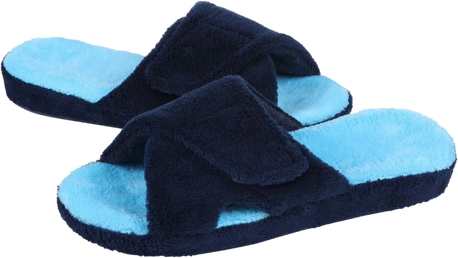 shevalues Summer Arch Support Slippers for Women Adjustable Terry Cloth Fuzzy Indoor Slippers Open Toe House Shoes