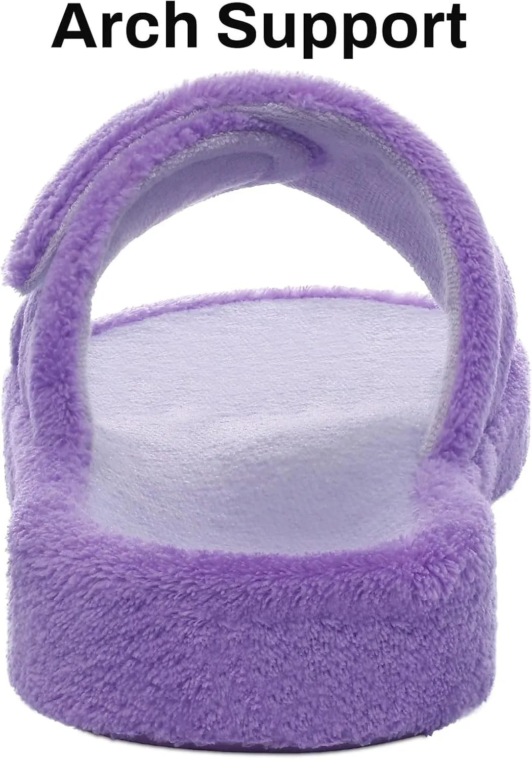 shevalues Summer Arch Support Slippers for Women Adjustable Terry Cloth Fuzzy Indoor Slippers Open Toe House Shoes