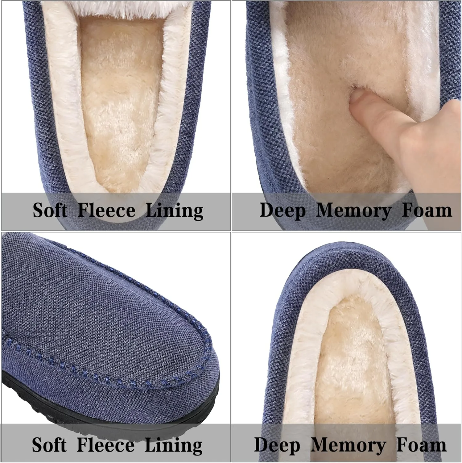 shoeslocker Slippers for Men Soft Plush Memory Foam House Shoes Bedroom Moccasin Slippers Indoor Outdoor