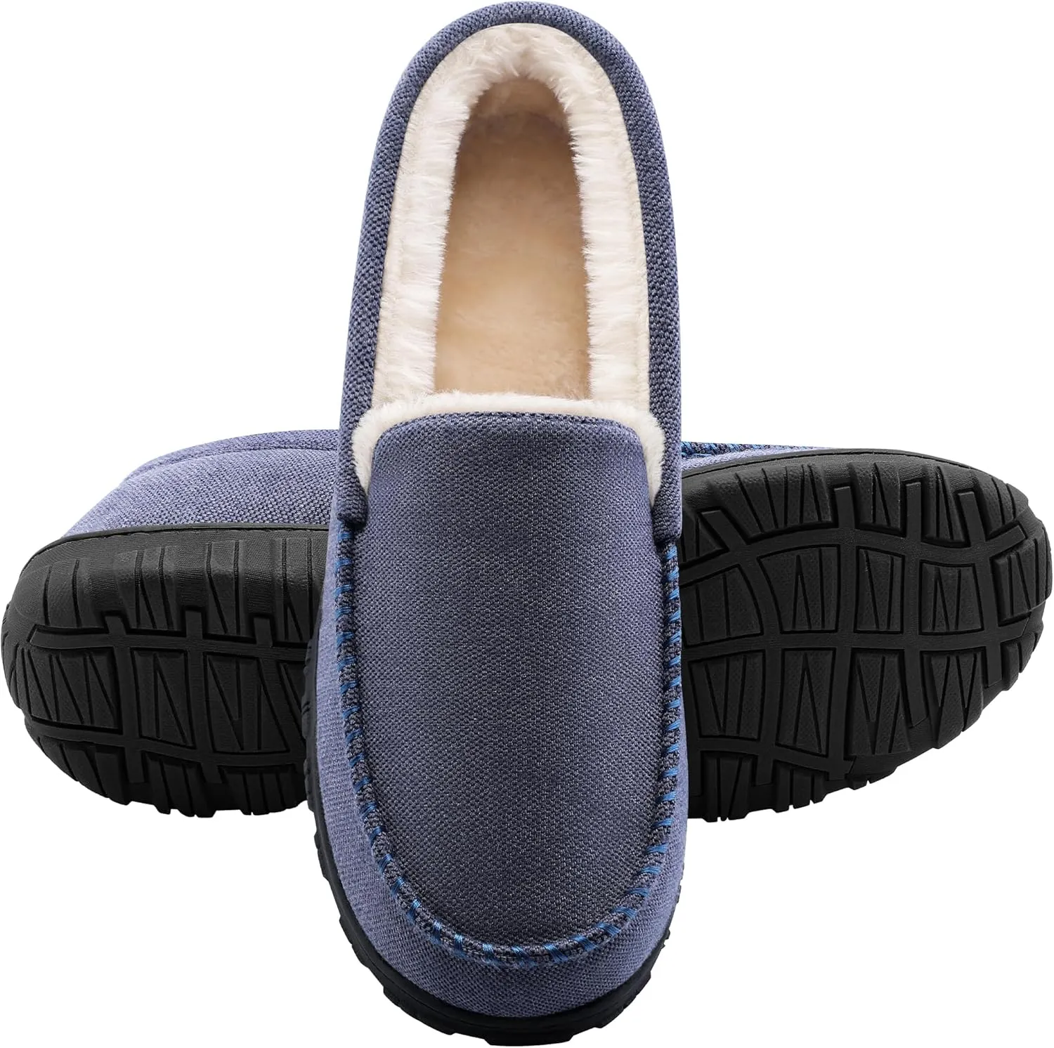 shoeslocker Slippers for Men Soft Plush Memory Foam House Shoes Bedroom Moccasin Slippers Indoor Outdoor
