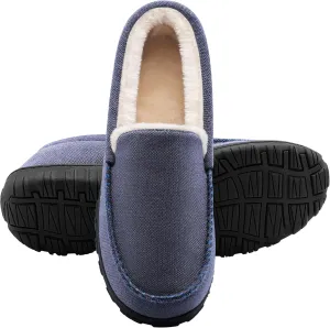 shoeslocker Slippers for Men Soft Plush Memory Foam House Shoes Bedroom Moccasin Slippers Indoor Outdoor