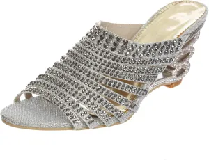 SIMPLY COUTURE Women's Strappy Rhinestone Slide Dress Sandal