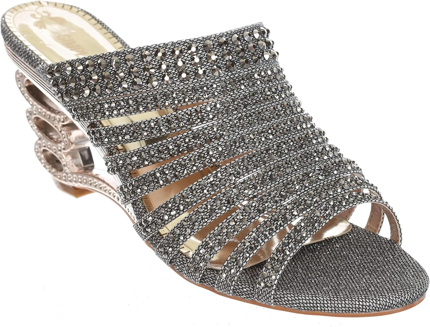 SIMPLY COUTURE Women's Strappy Rhinestone Slide Dress Sandal