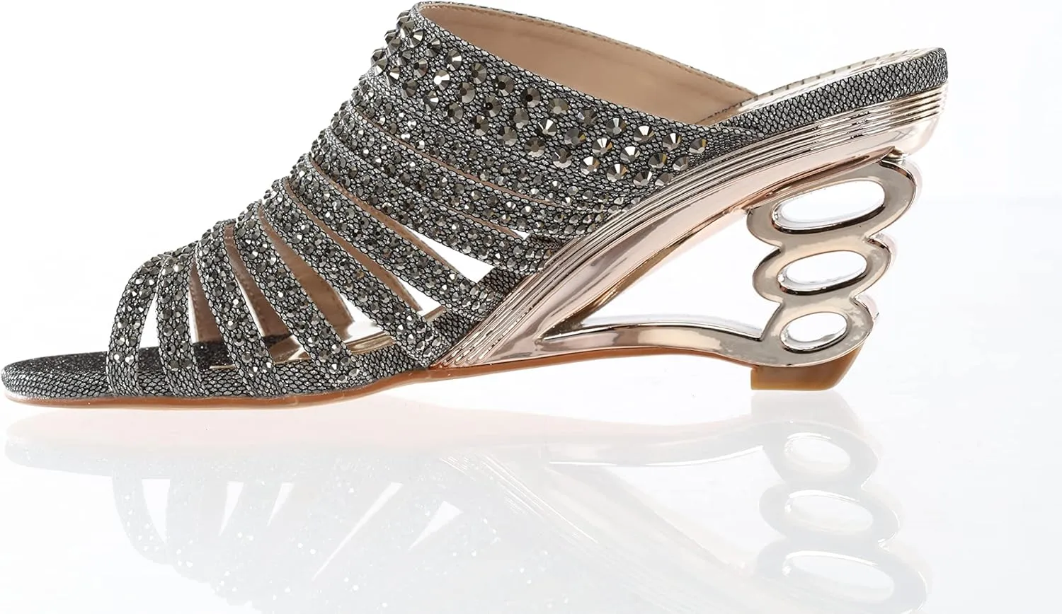 SIMPLY COUTURE Women's Strappy Rhinestone Slide Dress Sandal