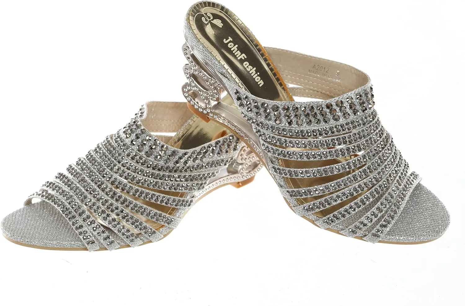 SIMPLY COUTURE Women's Strappy Rhinestone Slide Dress Sandal