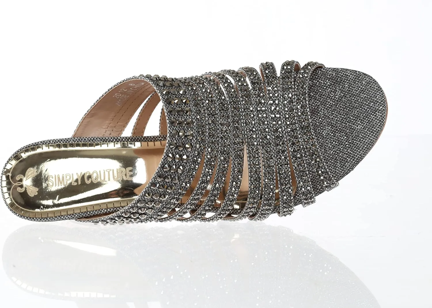 SIMPLY COUTURE Women's Strappy Rhinestone Slide Dress Sandal