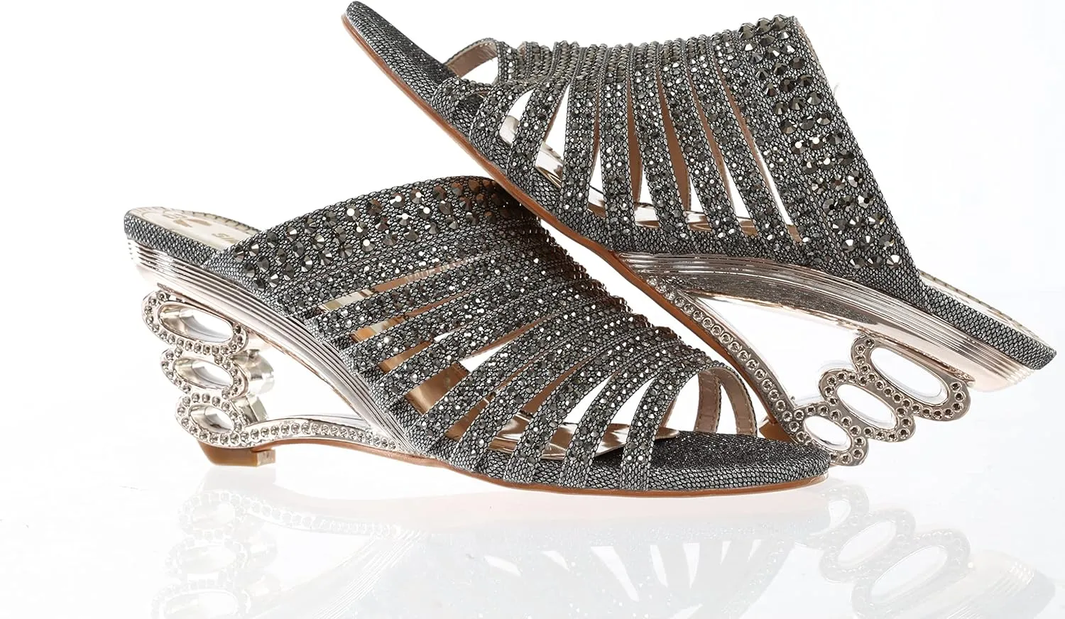 SIMPLY COUTURE Women's Strappy Rhinestone Slide Dress Sandal