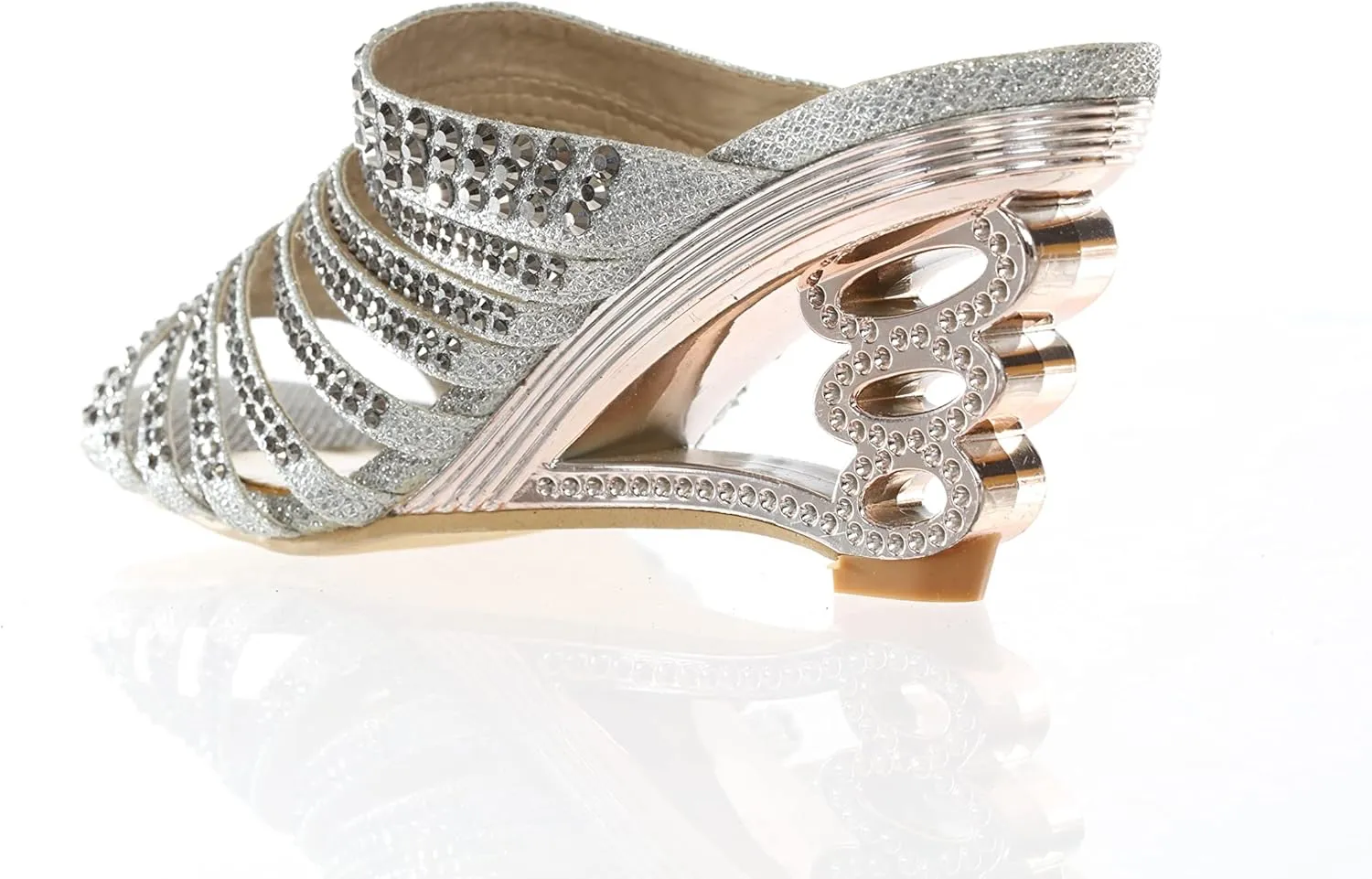 SIMPLY COUTURE Women's Strappy Rhinestone Slide Dress Sandal