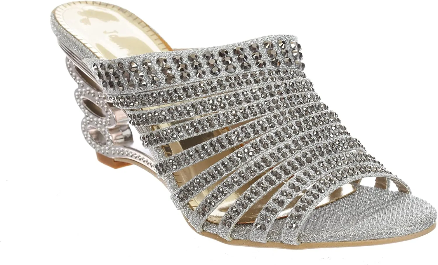 SIMPLY COUTURE Women's Strappy Rhinestone Slide Dress Sandal