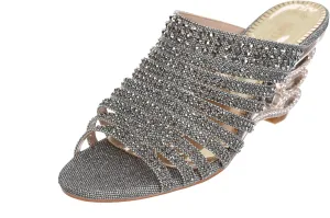 SIMPLY COUTURE Women's Strappy Rhinestone Slide Dress Sandal
