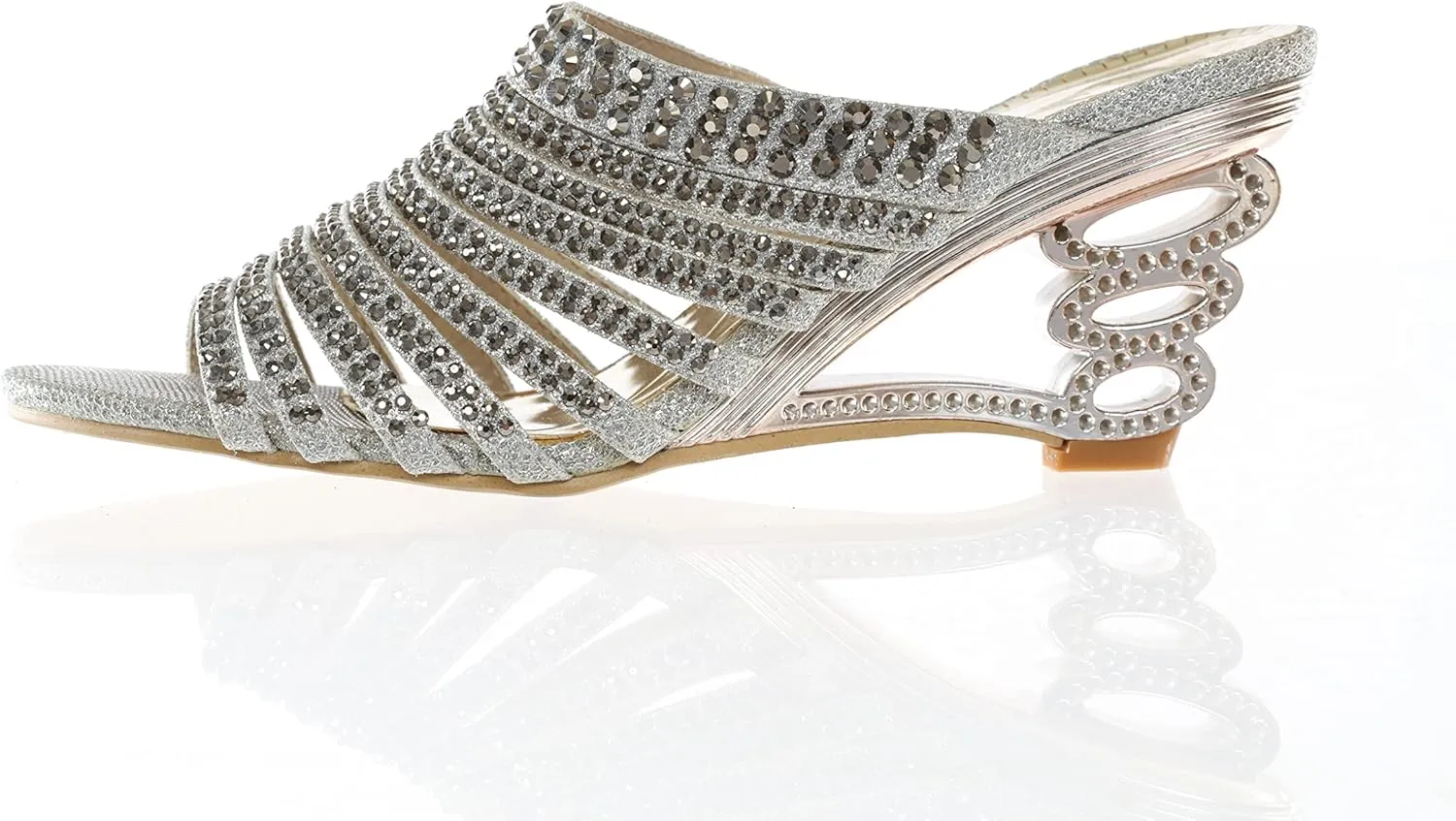SIMPLY COUTURE Women's Strappy Rhinestone Slide Dress Sandal