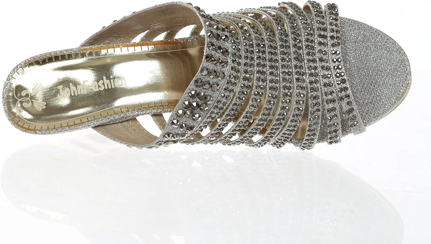SIMPLY COUTURE Women's Strappy Rhinestone Slide Dress Sandal