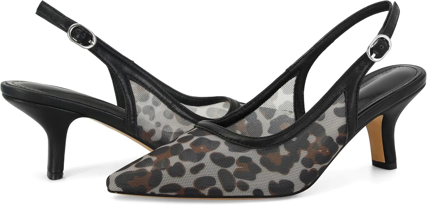 Slingback Pumps for Women Pointed Toe Heels Slip on Kitten Heels Sandals Dress Party Wedding