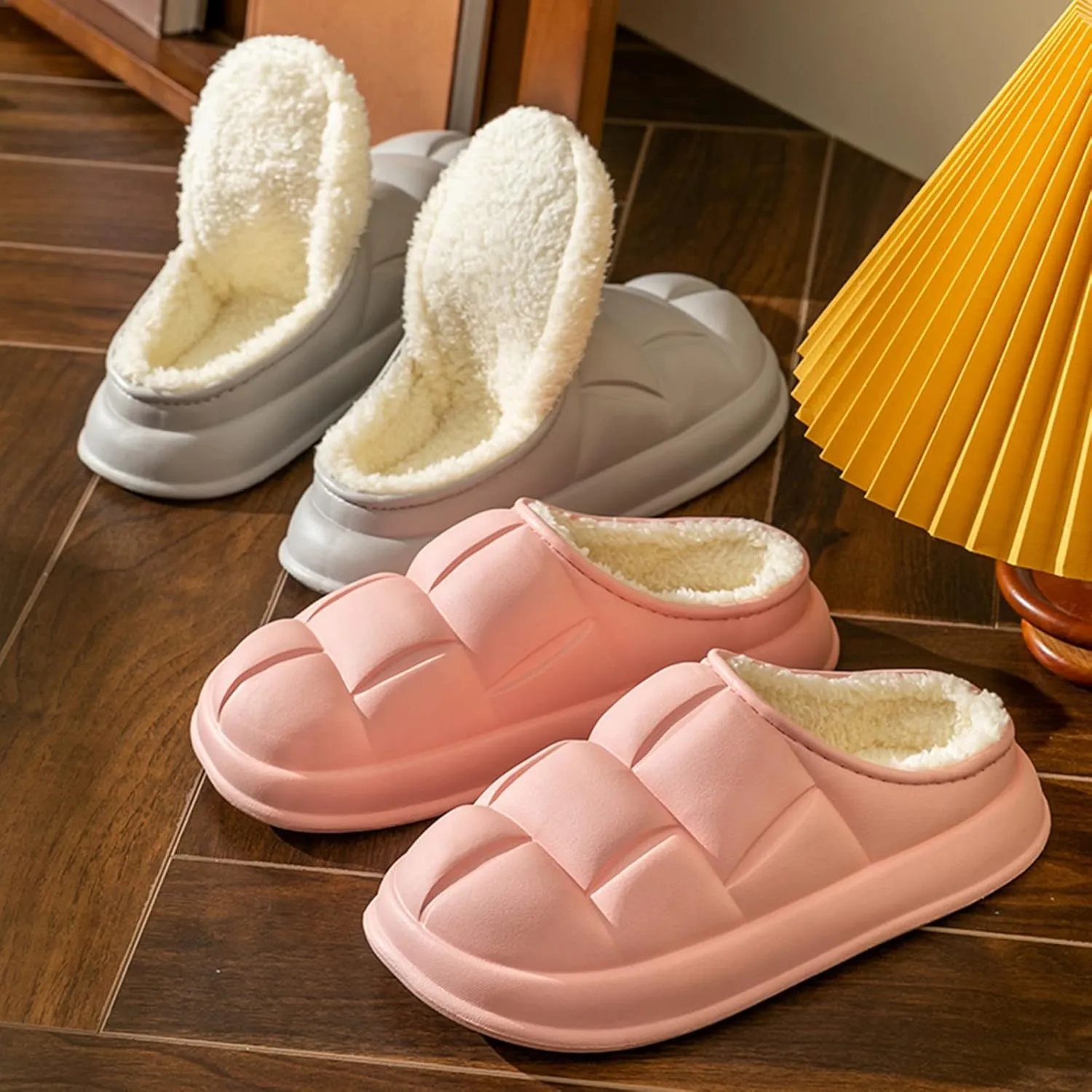 Slippers for Men Bedroom Shoes Cozy Fuzzy Plush Fleece Lined Male Winter Slippers with Arch Support Comfortble Loafer Slippers