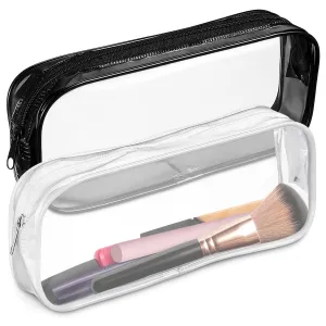 Small Makeup Bag for Purse – 2 Pcs Clear Zipper Pouches, Soft, Elastic, Waterproof Plastic Small Cosmetic Bag for Purse, Space-Efficient, Stylish Design – Great for Organizing Essentials on the Go
