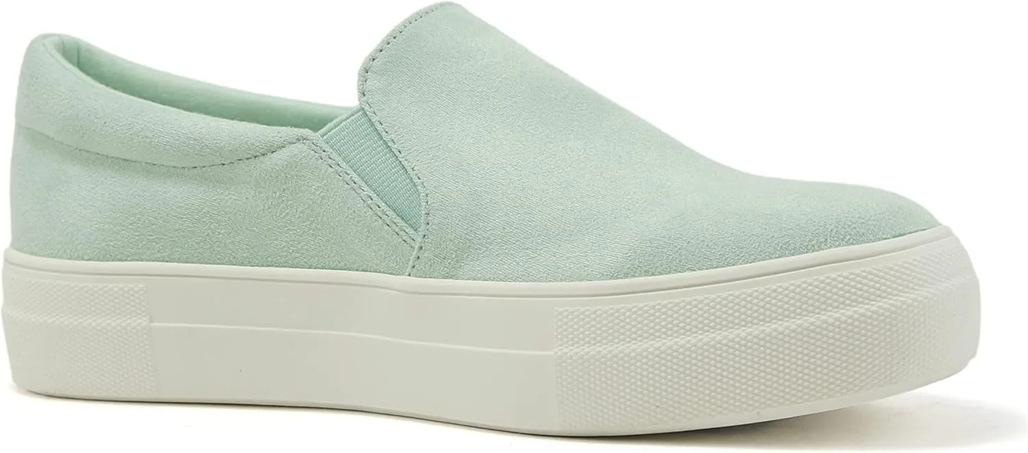 Soda Flat Women Shoes Slip On Loafers Casual Sneakers Memory Foam Insoles Hidden Platform/Flatform Round Toe Hike-G Green Light Mint 10