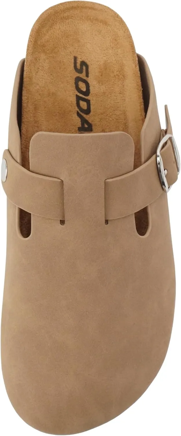 Soda Regis ~ Women Round Toe Buckle Strap Slip-On Flatform Clog