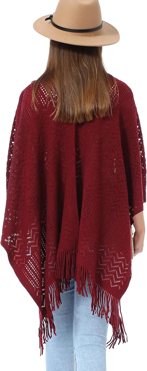 Soul Young Knitted Poncho Sweater for Women Ladies Pullover Wraps Cozy Topper shawl Cape