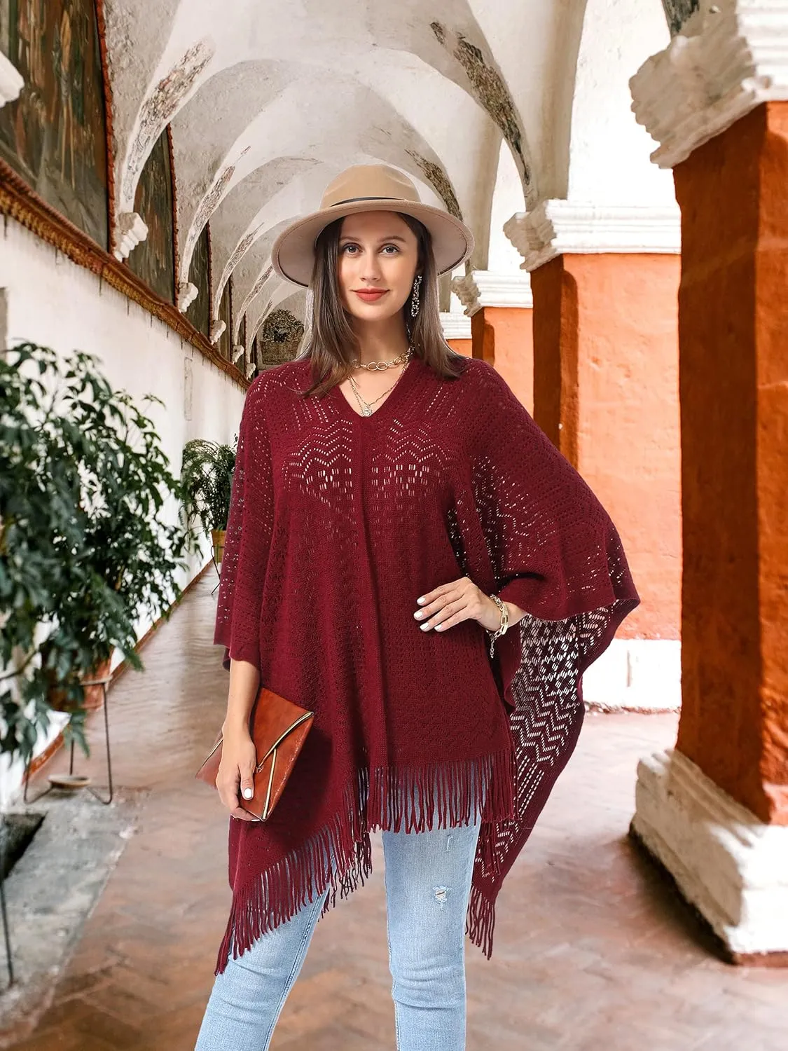 Soul Young Knitted Poncho Sweater for Women Ladies Pullover Wraps Cozy Topper shawl Cape