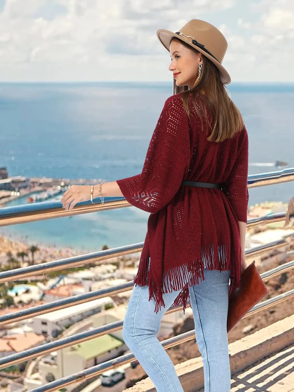 Soul Young Knitted Poncho Sweater for Women Ladies Pullover Wraps Cozy Topper shawl Cape