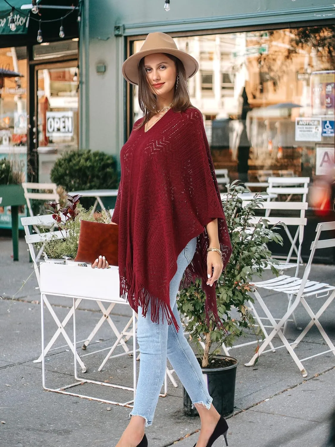 Soul Young Knitted Poncho Sweater for Women Ladies Pullover Wraps Cozy Topper shawl Cape