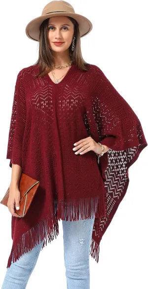 Soul Young Knitted Poncho Sweater for Women Ladies Pullover Wraps Cozy Topper shawl Cape