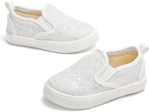 Sparkly Sneakers for Girls 3-12 Years Slip-On Comfort Fit Casual Princess Shoes
