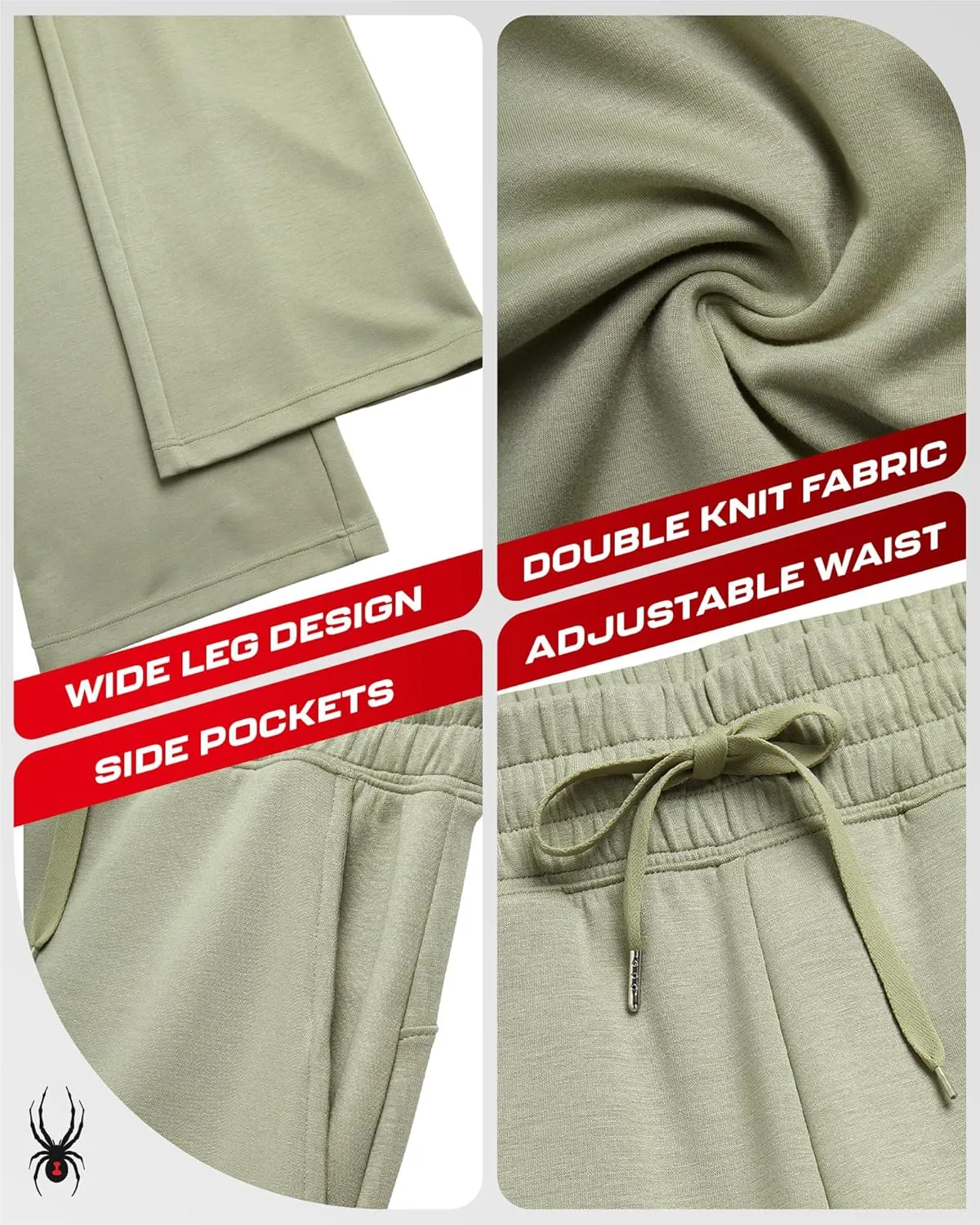 Spyder Women's Wide Leg Pants - Cozy Harmony Soft Scuba Double Knit Casual Sweatpants with Drawstring Waistband (Sizes: S-XL)