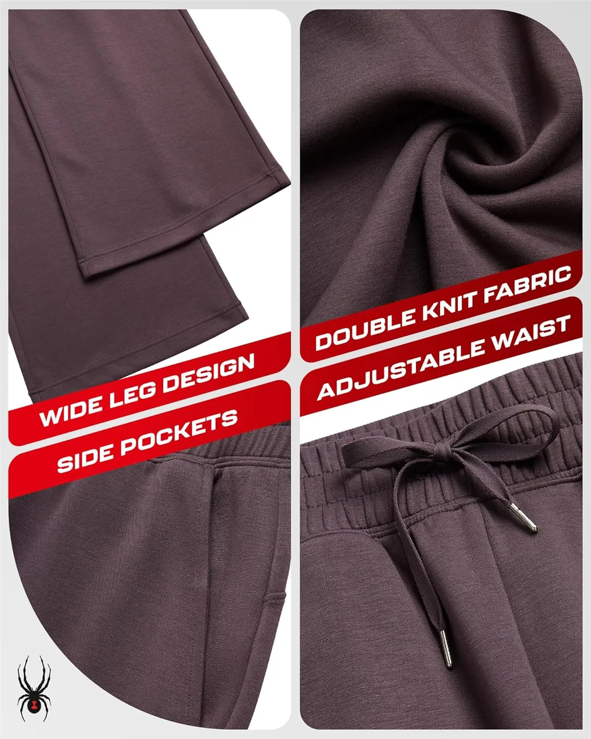 Spyder Women's Wide Leg Pants - Cozy Harmony Soft Scuba Double Knit Casual Sweatpants with Drawstring Waistband (Sizes: S-XL)