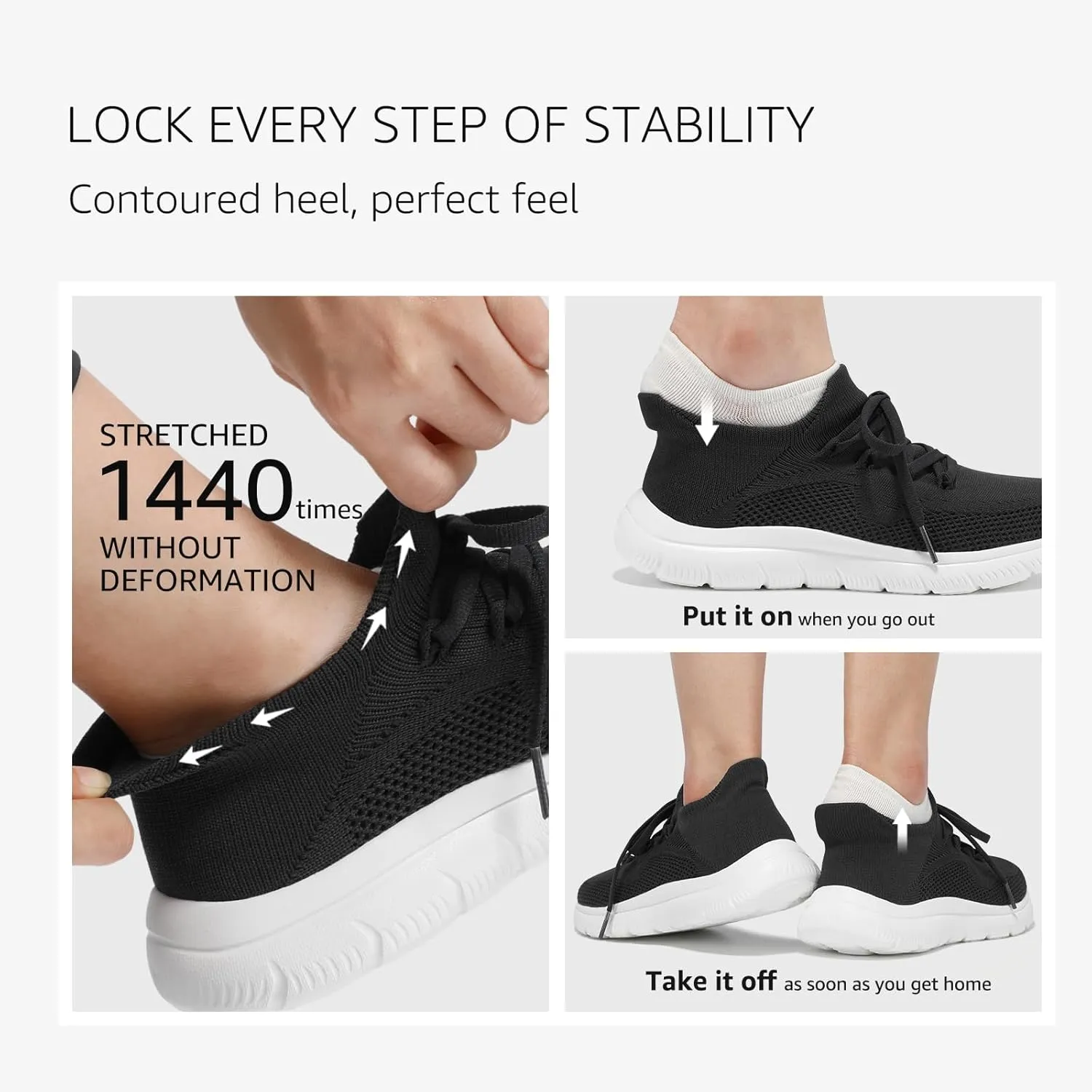 STQ Tennis Shoes Womens Slip on Walking Sneakers for Gym Workout