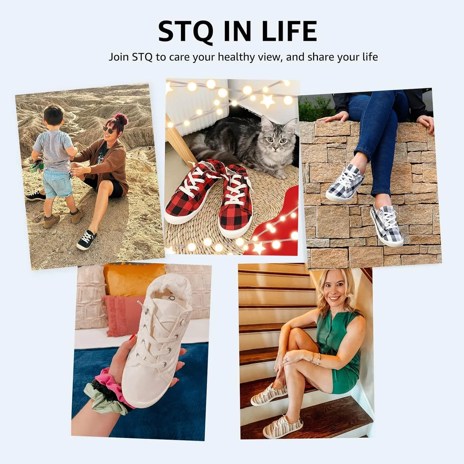 STQ Women Slip On Sneakers, Comfortable Casual Canvas Shoes