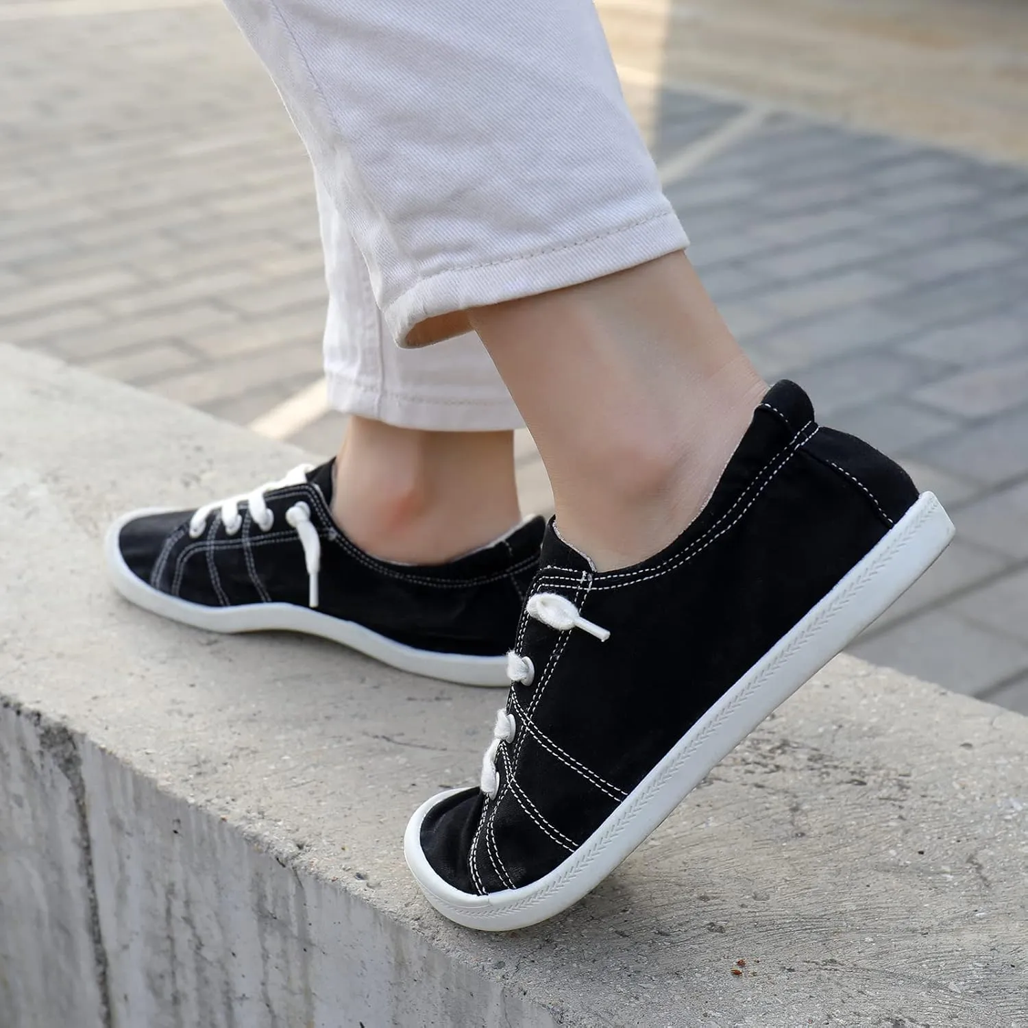 STQ Women Slip On Sneakers, Comfortable Casual Canvas Shoes